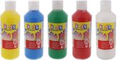 Kids Creative plakkaatverf - 5 X 250 ml Wit, Rood, Groen, Blauw, Geel - 98% Natuurlijke ingrediënten
