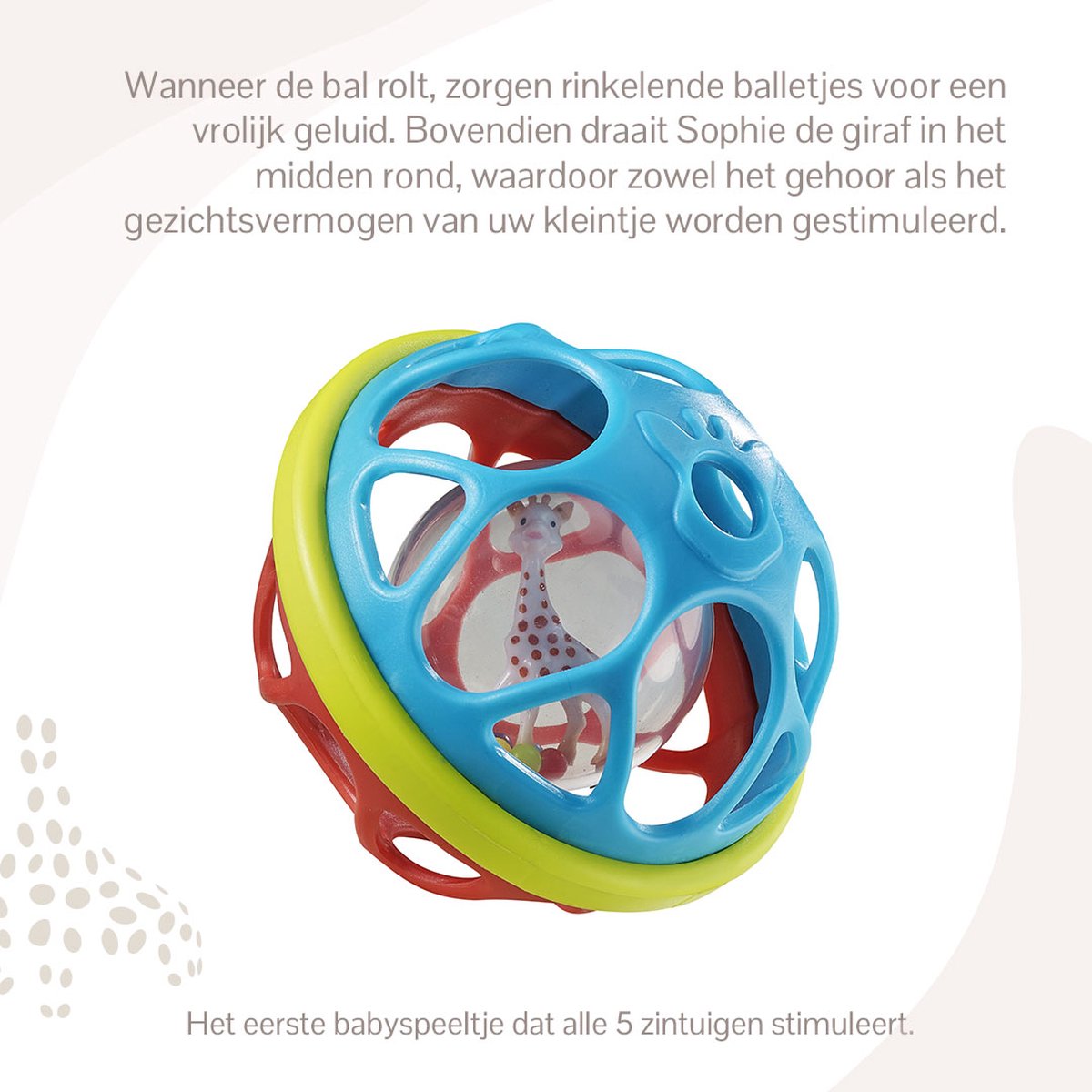 Sophie de giraf Rammel Speelbal - Speelgoedbal - Babyspeelgoed - Vanaf 3 maanden - Ø11 cm - Rood/Groen/Blauw — afbeelding 6