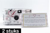 2x Wegwerpcamera Bruiloft (duopack) - Met bijpassende bruiloft kaart - 2x27 foto’s - Analoge camera - Met ingebouwde flits - Bruiloft – Huwelijk