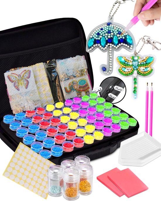 Opbergdoos voor diamantschilderen, 1 set met 60 vakken, parelorganizer en etiketten, accessoires voor het opbergen van diamantkunst