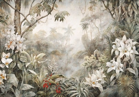 Fotobehang - Jungle - Tropisch - Groen - Bladeren - Safari - Planten - Vliesbehang - 368x254cm (lxb)