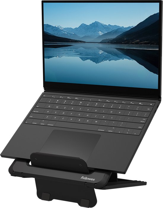 Fellowes Laptopstandaard Hana™, tot 17 inch en 4,5 kg, in hoek en hoogte verstelbaar, 90° draaibaar, USB-poorten voordelig kopen | Schäfer Shop