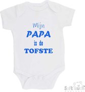 100% katoenen Romper "Mijn Papa is de TOFSTE" Vader Vaderdag Jongens Katoen Wit/blauw Maat 68/74