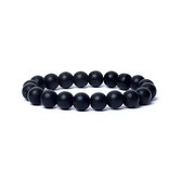 Yogi & Yogini - Armband - zwarte onyx matte finish - AA kwaliteit elastisch - Mineraal - India