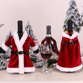 Couverture de bouteille de vin de Noël , 2 pièces Vêtements de père Noël couverture de bouteille de robe de Noël pour envelopper les décorations de fête de Noël Decor de bouteille de vin à la maison