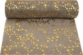 Tafelloper tafeldecoratie met sterren in goud (28 cm x 5 m) hoogwaardige tafelloper in jute-look voor Kerstmis en adventstijd, feestelijke decoratie voor feestelijke gelegenheden