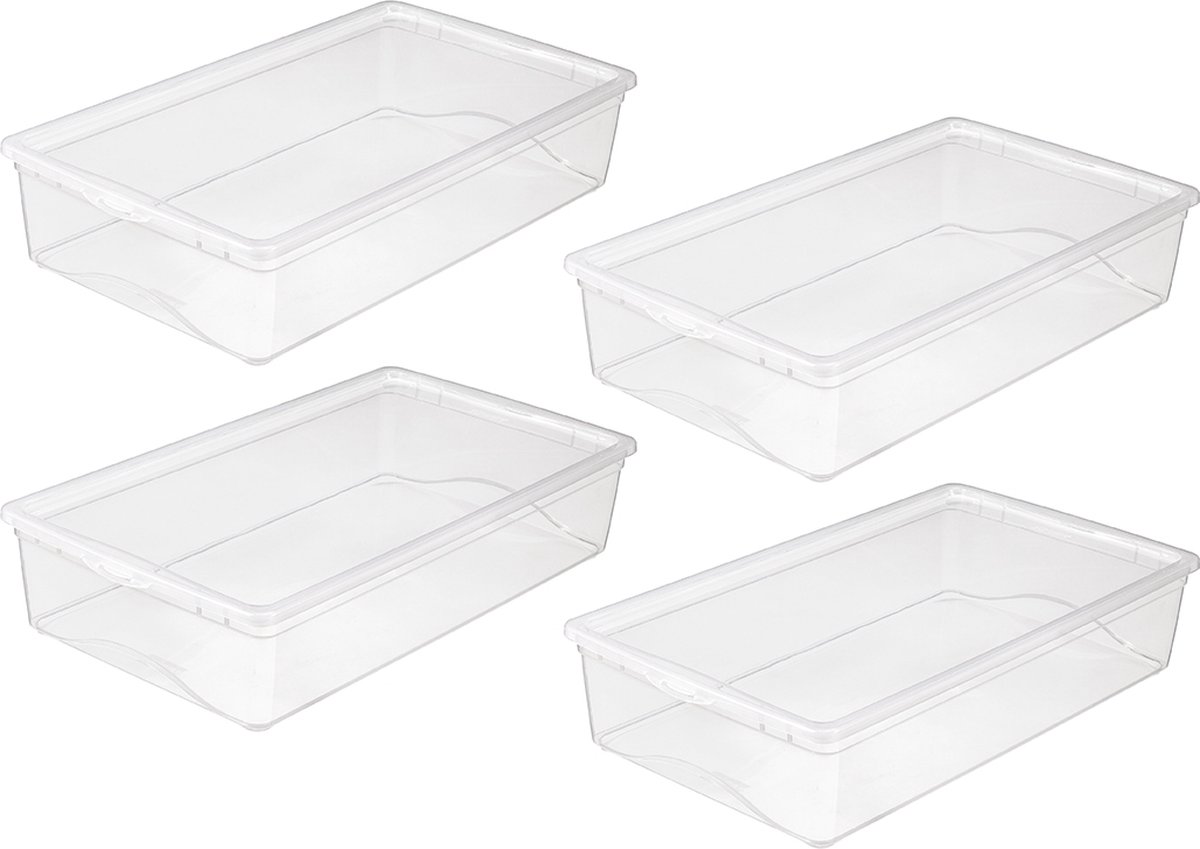 Sunware Omega schoenen opbergsysteem 19L - Set van 4 - Transparant