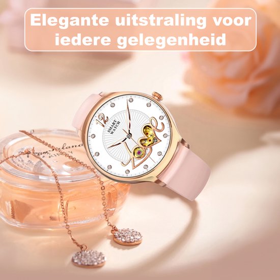 Montre Connectée Femme Fance - Or Rose - Montre Connectée Femme - Écran Tactile HD - Montre - Montre Podomètre - Tensiomètre - Oxymètre - IOS & Android