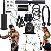 XXL Kabelsysteem Set - 24 Delig - Antislip Handvat - Krachttraining - Fitness - Voor Triceps, Biceps, Armen, Onderarm, Schouder - Thuis Fitness