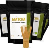 Cupplement - 4 sachets Matcha de qualité cérémonielle 40 grammes - Bio - Fouet Matcha gratuit - Batteur - Poudre de Thee culinaire - Coffret de démarrage - Tenno