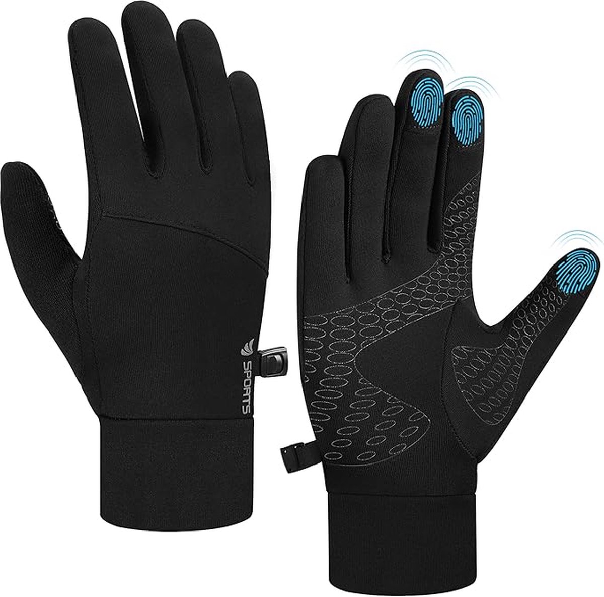 Gants D'hiver Imperméables Et Coupe-vent – Avec écran Tactile – Doublure Polaire – Pour Ski, Rando, Vélo – Noir