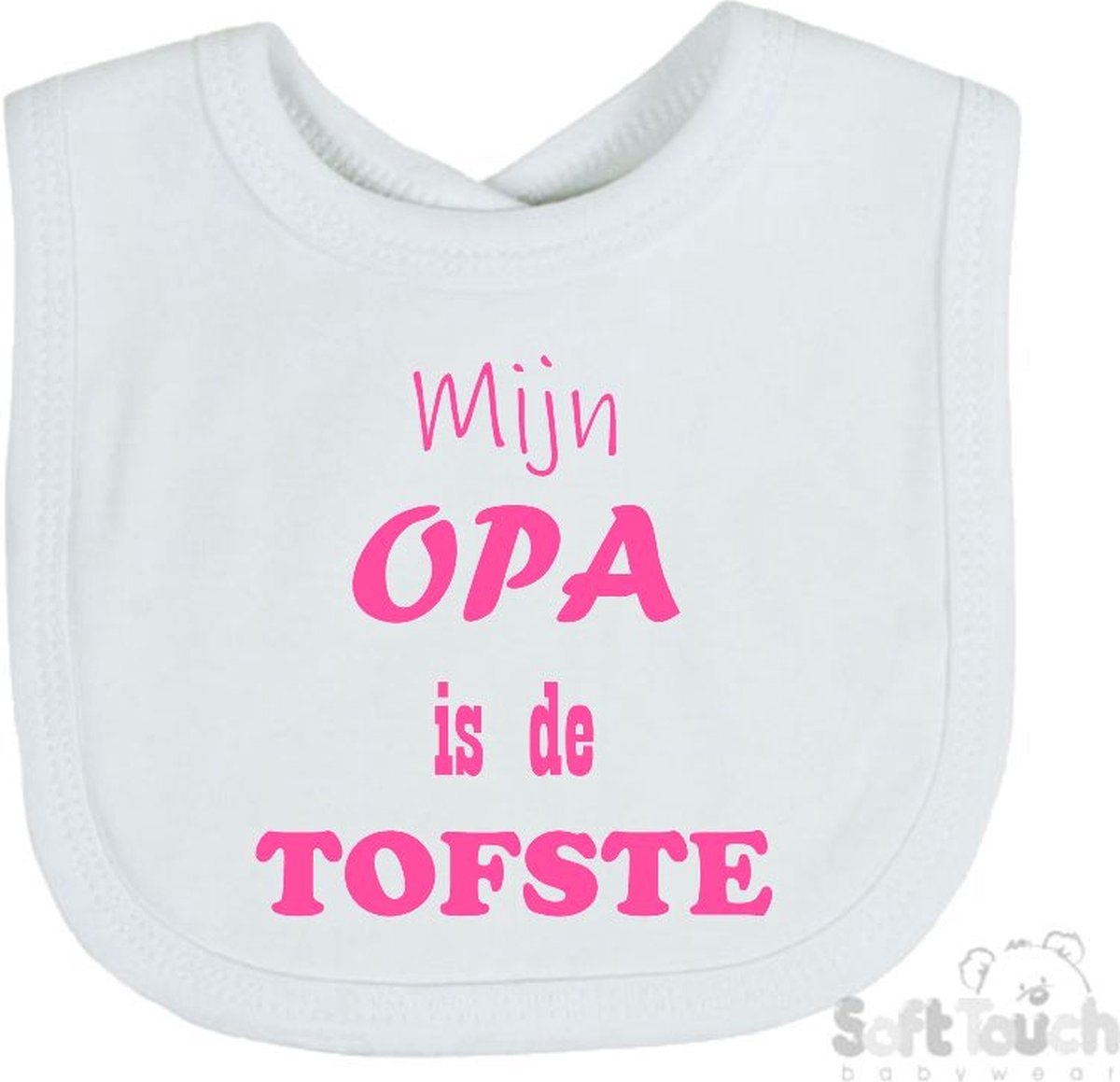 Goedkoopste Soft Touch Slabber Slabbetje Slab Mijn Opa is de TOFSTE Unisex Katoen Wit/roze Maat 33x22 Cm