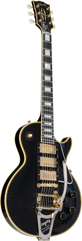 Foto: Gibson 1957 lp custom bigsby 3pu vos ebony 731159 custom elektrische gitaar