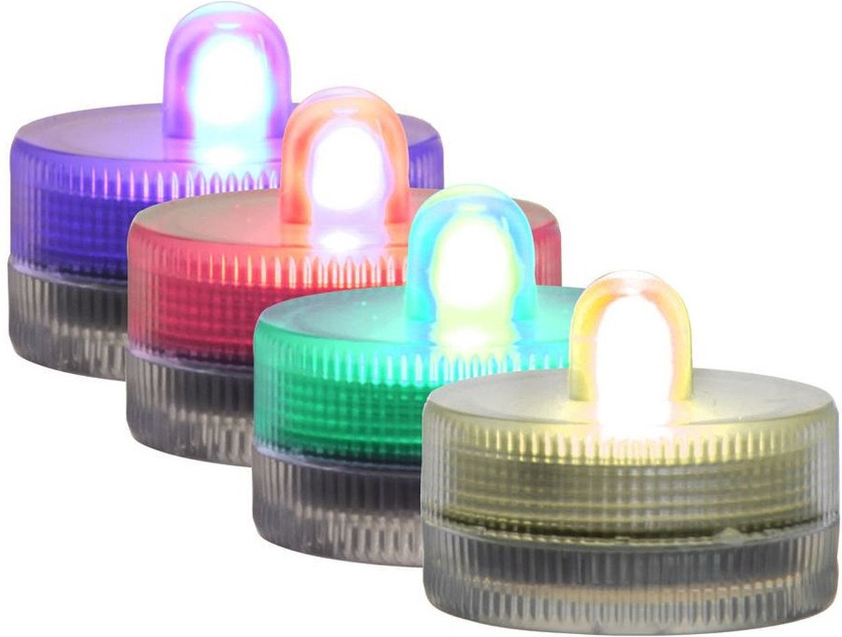 Ideas4seasons LED waxinelichtjes/theelichtjes voor onder water - set van 6x - meerkleurig - zinkend