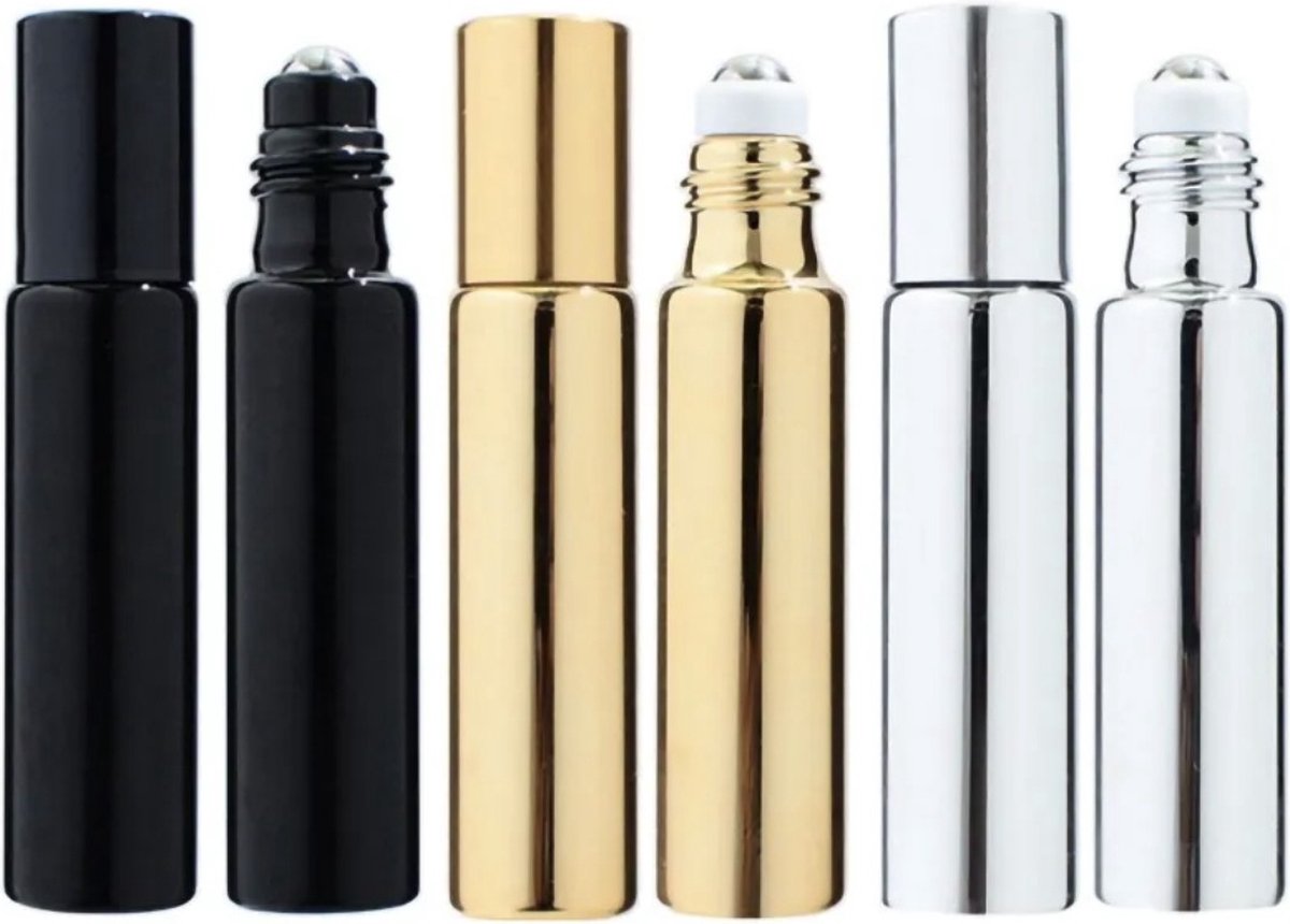 Essentiële olie roller flesjes - Glanzend zwart - 10 ml - 3 stuks - Rollerflesjes - Parfum rol-on fles - Rvs bal. — cadeau in Cadeau-ideeën - foto 5