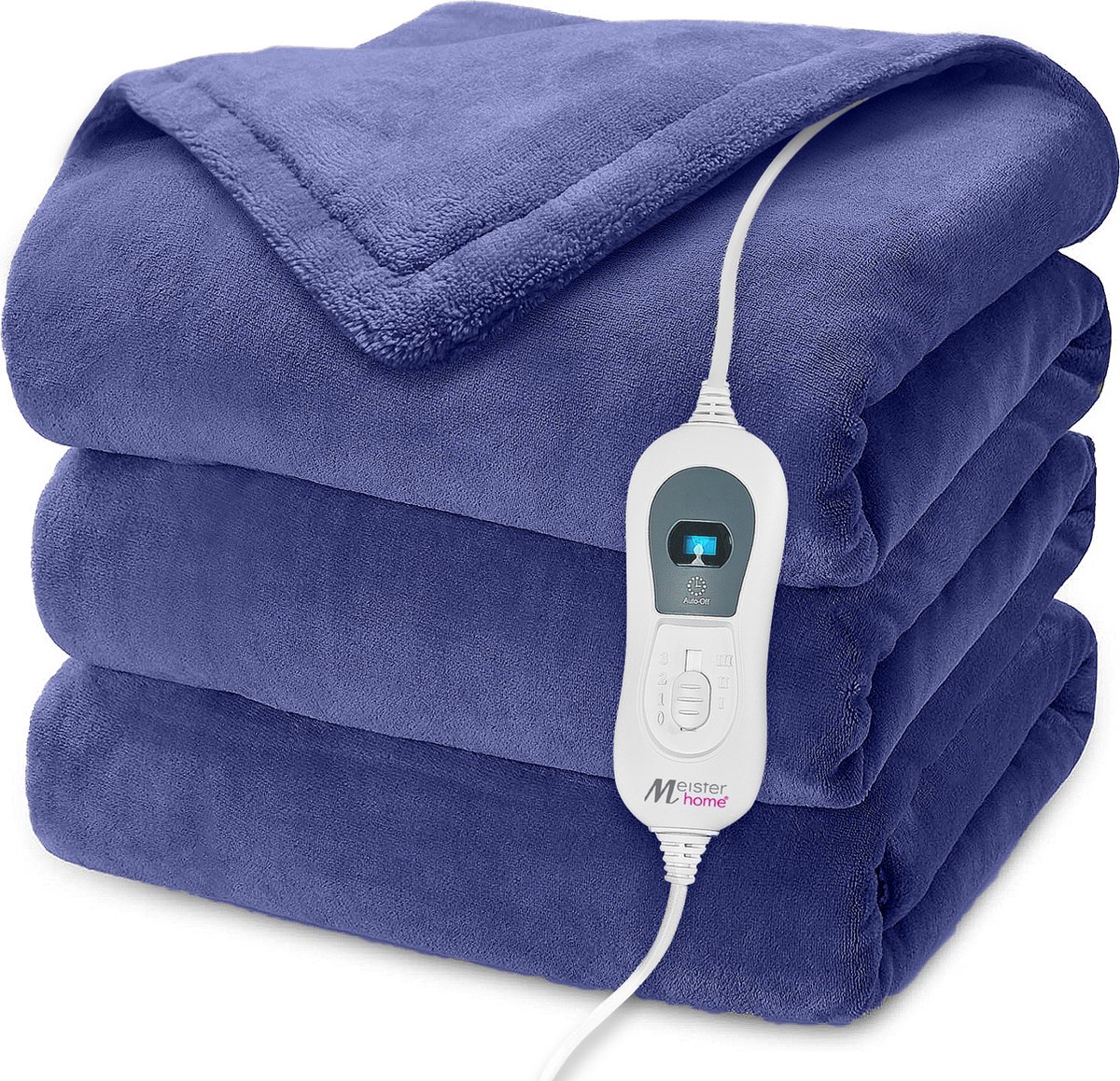 Meisterhome xxl Elektrische Warmtedeken - Bovendeken - 1 Persoons - 3 Standen - Met Timer - 180 x 130 cm - Donker blauw TÜV-SUD GS CE