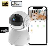 Bahibah - Huisdiercamera - Hondencamera - Indoor - Werkt met app - baby beveiligingscamera - baby monitor - Beweeg en geluidsdetectie - Wifi IP camera - 64GB SD-kaart - 1080HP