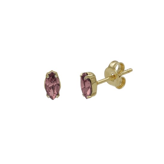 Victoria Cruz A4029-05DT Boucles d'oreilles en argent avec cristal - Clips d'oreilles en argent - Améthyste - 5,7x3,4 mm - Argent 925 - Plaqué or/ Or sur Goud