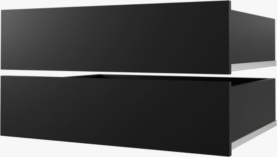 Armoire à portes coulissantes Armoire avec 2 portes coulissantes Armoire armoire de chambre Tringle à vêtements avec étagères (LxHxP) : 180x200x60 cm - Rumble I (Zwart, 180) avec tiroirs