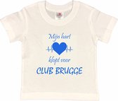 Brugge Kinder t-shirt | CLUB BRUGGE "Mijn hart klopt voor CLUB BRUGGE" | Verjaardagkado | verjaardag kado | grappig | jarig | Brugge | CLUB BRUGGE | cadeau | Cadeau | Wit/blauw | Maat 86/92