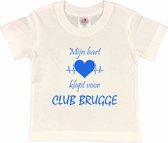 Brugge Kinder t-shirt | CLUB BRUGGE "Mijn hart klopt voor CLUB BRUGGE" | Verjaardagkado | verjaardag kado | grappig | jarig | Brugge | CLUB BRUGGE | cadeau | Cadeau | Wit/blauw | Maat 122/128