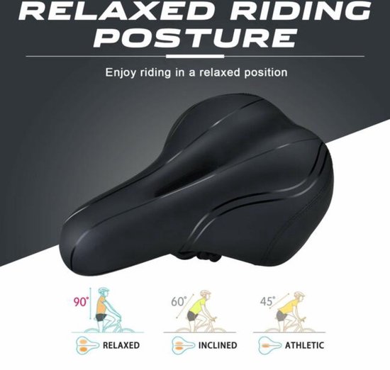 Selle De Vélo Extra Large - Confortable, Respirante Et Absorbante, Idéale Pour VTT, Route, Spinning Et Ville - Livrée Avec Housse Pluie Et Outils
