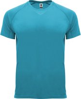 Turquoise Unisex Sportshirt korte mouwen Bahrain merk Roly maat S