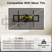 TV-muurbeugel voor de meeste 37 tot 75 inch 4K LED- en OLED-tv's tot 45 kg, tv-beugel met dubbele scharnierende armen, draaibaar, verlenging en kanteling, tv-muurbeugel met Max VESA