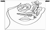 Velours Wandkleed De Bloemen Dame Rechthoek Horizontaal S (40 X 60 CM) - Wandkleden - Met roedes