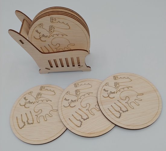 Set de 8 sous-verres Chats avec gravure