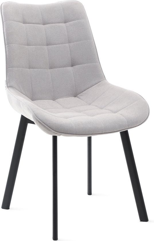 HOMLA Colin stoel met aantrekkelijke stof en zwarte poten - stoel voor eetkamer keuken woonkamer - comfortabel praktisch - duurzaam materiaal - functioneel designelement - lichtgrijs 53x51x83 cm