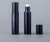 Essentiële olie roller flesjes - Glanzend zwart - 10 ml - 3 stuks - Rollerflesjes - Parfum rol-on fles - Rvs bal.