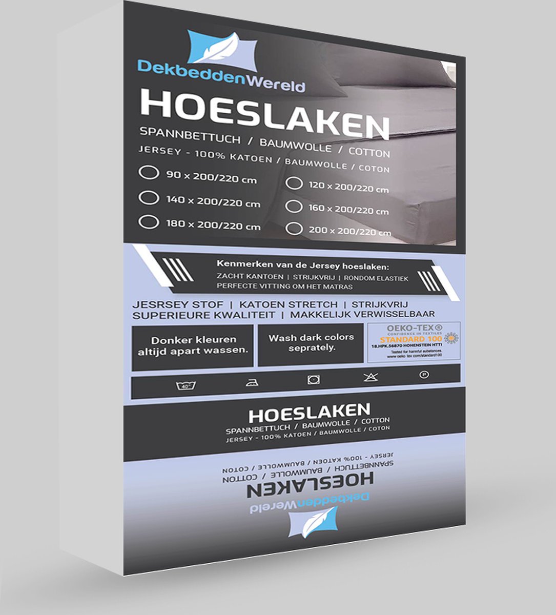 Dekbeddenwereld Jersey Stretch Hoeslaken - Extra Stretch Jersey Hoeslaken voor Matrassen – Premium Zacht, Ademend en Duurzaam met Elastiek Rondom voor een Veilige, Kreukvrije Pasvorm en Dagelijks Slaapcomfort - grijs - 120 cm x 200 cm