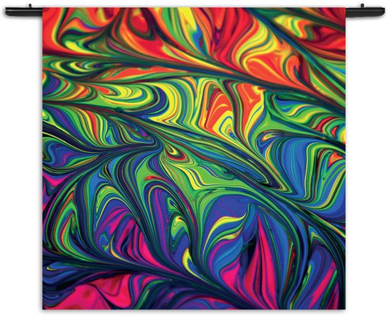 Mezo Wandkleed Verf Kleuren Gemengd Rechthoek Vierkant L (120 X 120 CM) - Wandkleden - Met roedes