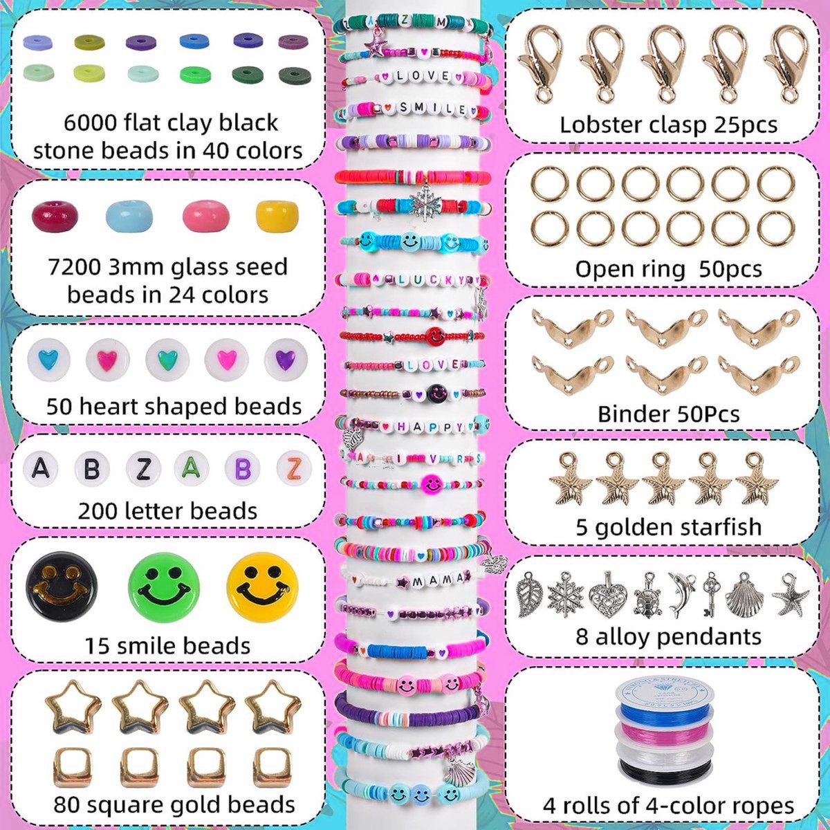 BOTC knutselen meisjes - armbandjes maken meisjes - Sprankelende Sieraden Maken Pakket - Kralen Set - 13400-Delig - 72 kleuren - XXL - Kralen Set — afbeelding 6