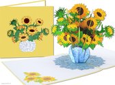 Popcards popupkaarten - Verjaardagskaart Zomer Bloemen Zonnebloemen van Van Gogh Vriendschap Felicitatie pop-up kaart 3D wenskaart