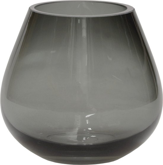Glazen vaas - Windlicht - Smokey vaas - XS Ø12,5 x H11,5 cm - Natuurlijk Bloemen