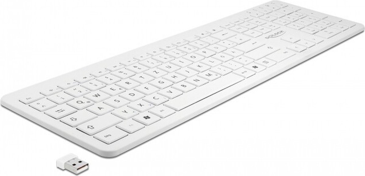 USB -toetsenbord 2.4 GHz draadloos wit (plat)