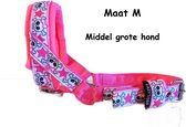 Gentle leader - Gevoerd - Maat M - Neon roze - Skull - Antitrek hoofdhalster hond - Hoofdhalster hond - Antitrek hond - Trainingshalsband