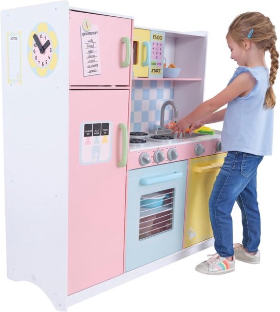 KidKraft Wooden Large Pastel Play Kitchen with Turning Knobs bol