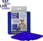 Eat Slow Live Longer Honingraat Likmat – 23 x 19 cm - Anti-schrok mat – Slowfeeder – Gemakkelijk overal te plaatsen - Likplaat voor huisdieren – Uitdaging voor je huisdier - 100% Siliconen - Vaatwasserbestendig – Blauw