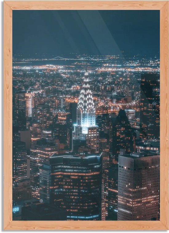 Fotolijst incl. Poster Zwart Wit- New York achter de Brooklyn Bridge - zwart wit