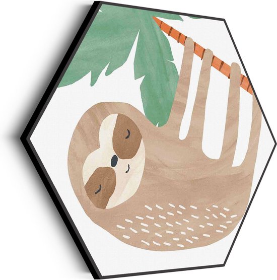 Akoestisch Schilderij De Luie luiaard Hexagon Basic XL (140 X 121 CM) - Akoestisch paneel - Akoestische Panelen - Akoestische wanddecoratie - Akoestisch wandpaneel