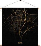 Textielposter Meppel Plattegrond Zwart Geel Vierkant XL (60 X 60 CM) - Wandkleed - Wanddoek - Wanddecoratie
