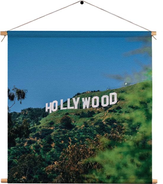 Textielposter Hollywood Letters Vierkant XL (60 X 60 CM) - Wandkleed - Wanddoek - Wanddecoratie