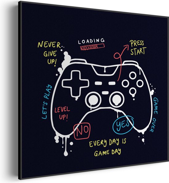 Akoestisch Schilderij Game Controller Vierkant Pro S (50 X 50 CM) - Akoestisch paneel - Akoestische Panelen - Akoestische wanddecoratie - Akoestisch wandpaneel