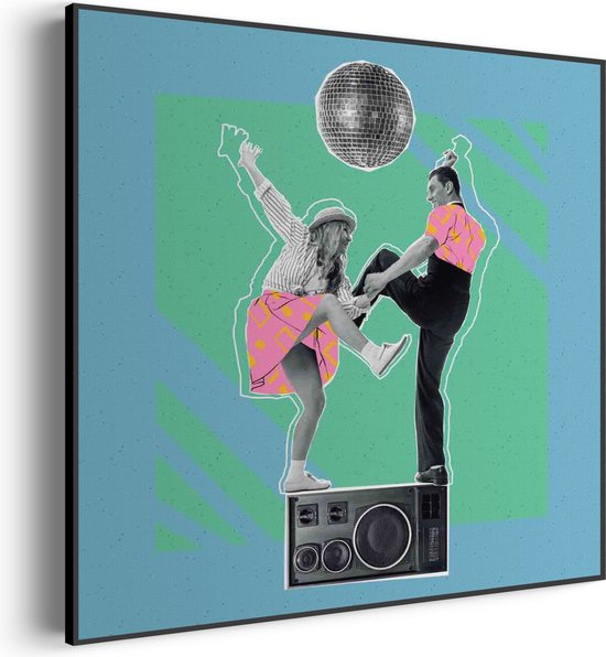 Akoestisch Schilderij The Dancing Disco Vierkant Basic M (65 X 65 CM) - Akoestisch paneel - Akoestische Panelen - Akoestische wanddecoratie - Akoestisch wandpaneel