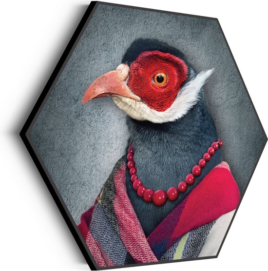 Akoestisch Schilderij Menselijke Vrouwelijke Vogel Hexagon Basic M (60 X 52 CM) - Akoestisch paneel - Akoestische Panelen - Akoestische wanddecoratie - Akoestisch wandpaneel