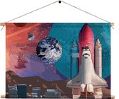 Textielposter The Space Race Rechthoek Horizontaal XL (75 X 90 CM) - Wandkleed - Wanddoek - Wanddecoratie