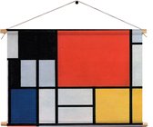 Textielposter Mondriaan Gele Hokjes Rechthoek Horizontaal XXL (85 X 120 CM) - Wandkleed - Wanddoek - Wanddecoratie